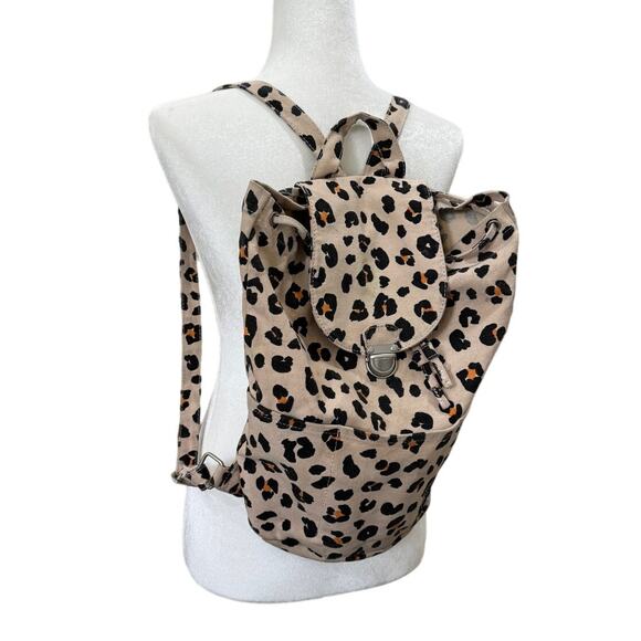 Women's Teen's Leopard Print Snapped Backpack Book Bag - Picture 1 of 12
